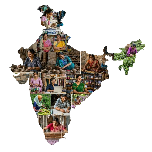 Map of India featuring women entrepreneurs across regions